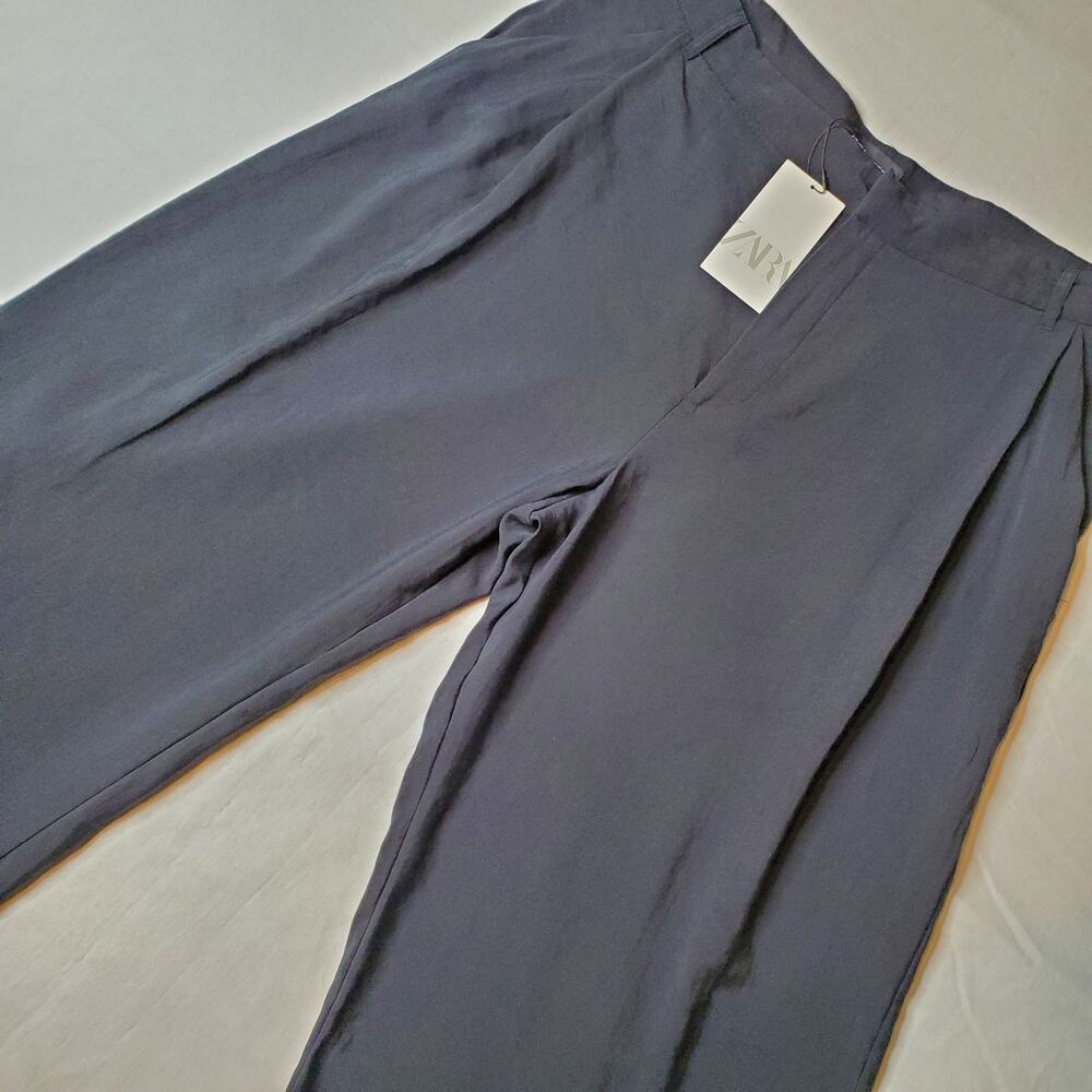Zara Women's Size XXL NWT Wide Leg Lightweight Pants Modal Blend Black